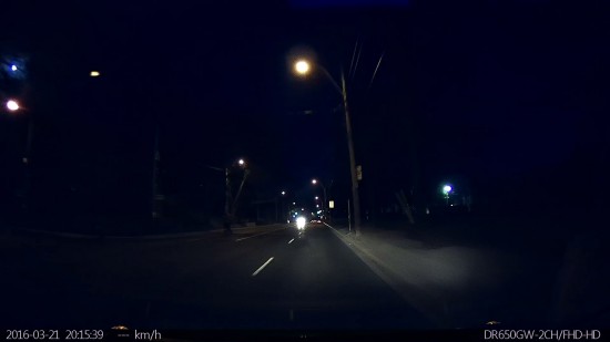 Blackvue DR650 Video Screenshot - Driving down Toronto in Very Dark Conditions