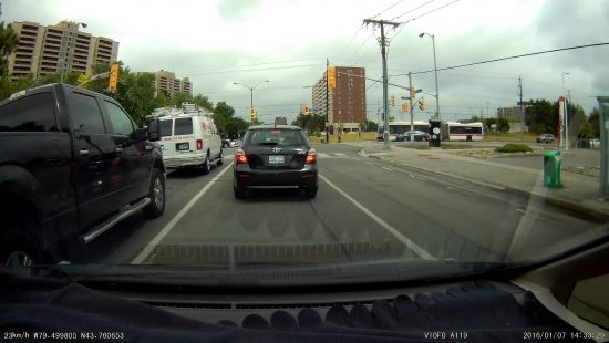 Screen capture from the Viofo A119 driving in Toronto